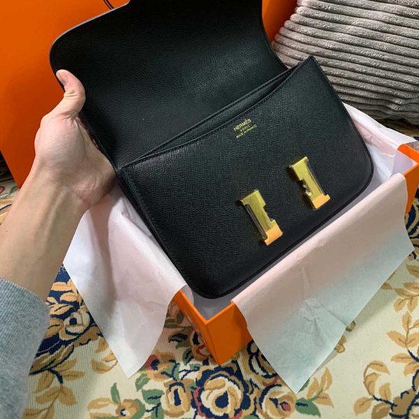 Replica Hermes Constance Handbag 24cm/19cm Black/White/Pink - Image 6