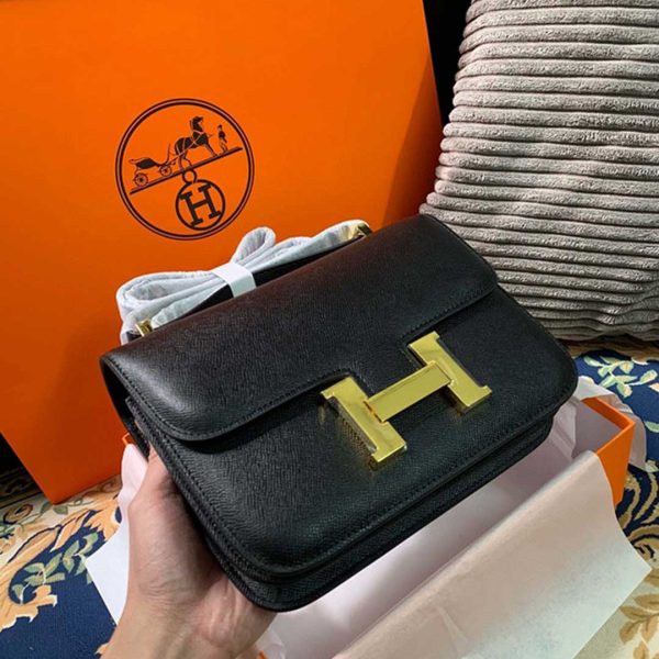 Replica Hermes Constance Handbag 24cm/19cm Black/White/Pink - Image 9