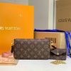 Best Replicas Bags - Louis Vuitton Felicie Strap & Go Replica Green/Pink M80091 Shop For Best Louis Vuitton LV Replica Bags With Cheap Price