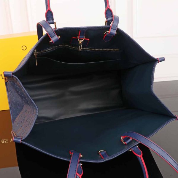 Louis Vuitton Onthego GM Replica in Black, Blue & Red - Image 23