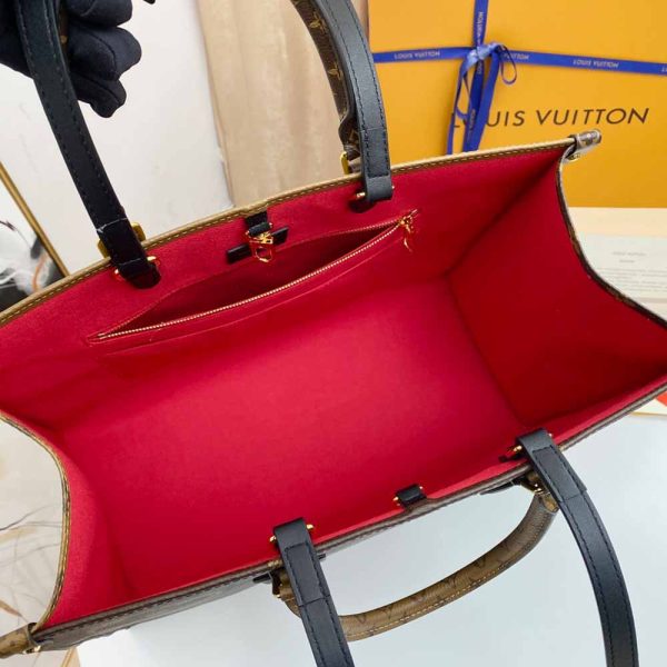 Louis Vuitton Onthego GM Replica in Black, Blue & Red - Image 8