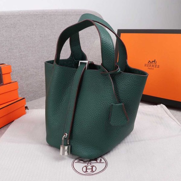 Replica Hermes Picotin Lock 22cm & 18cm Bag - Black/Green/Brown - Image 14
