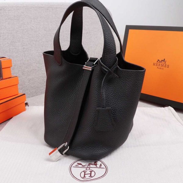 Replica Hermes Picotin Lock 22cm & 18cm Bag - Black/Green/Brown - Image 3