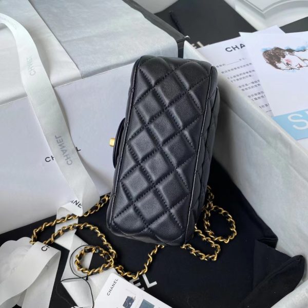 Replica Chanel Velvet Mini Flap Bag with Strass Charm Strap - Image 7