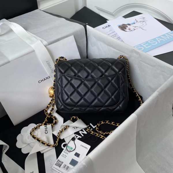 Replica Chanel Velvet Mini Flap Bag with Strass Charm Strap - Image 9