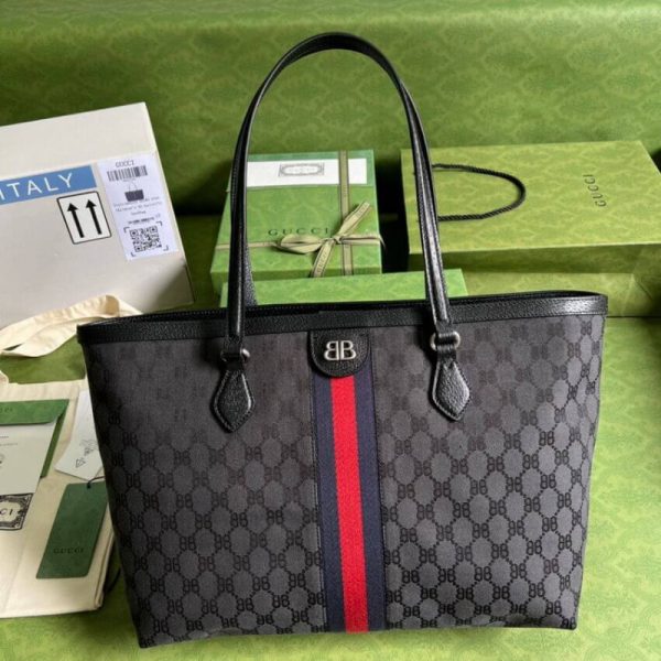 Replica Balenciaga x Gucci Hacker Medium Black Tote Bag - Image 3