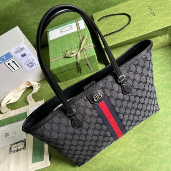 Replica Balenciaga x Gucci Hacker Medium Black Tote Bag - Image 8