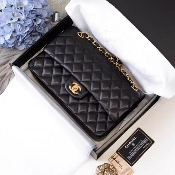 Chanel 2.55 Black Lambskin Medium Flap Bag Replica - Image 2