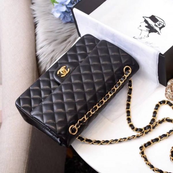 Chanel 2.55 Black Lambskin Medium Flap Bag Replica - Image 4
