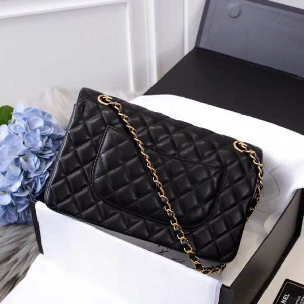 Chanel 2.55 Black Lambskin Medium Flap Bag Replica - Image 5