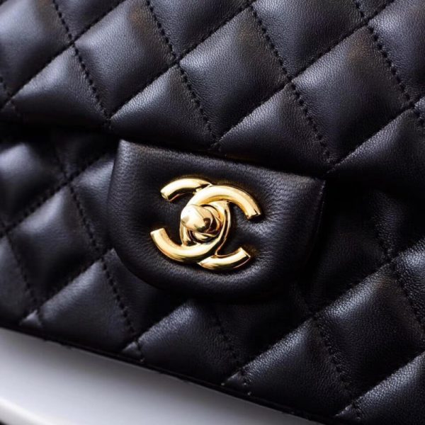 Chanel 2.55 Black Lambskin Medium Flap Bag Replica - Image 6