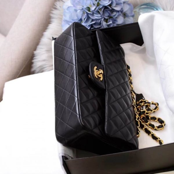 Chanel 2.55 Black Lambskin Medium Flap Bag Replica - Image 7