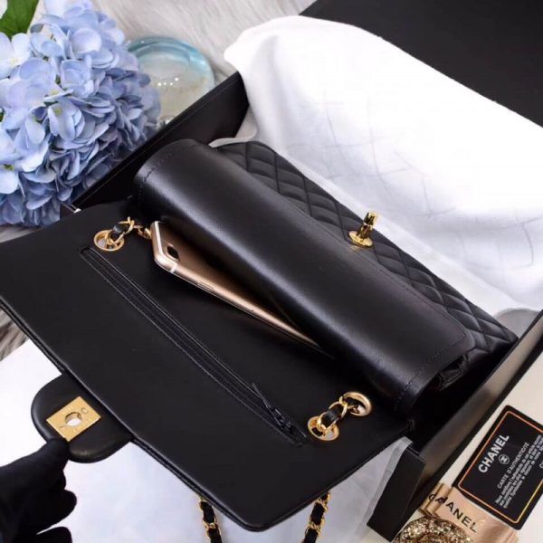 Chanel 2.55 Black Lambskin Medium Flap Bag Replica - Image 9