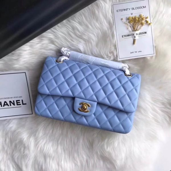 Chanel 2.55 Lambskin Flap Bag, Blue, Medium, Replica - Image 3