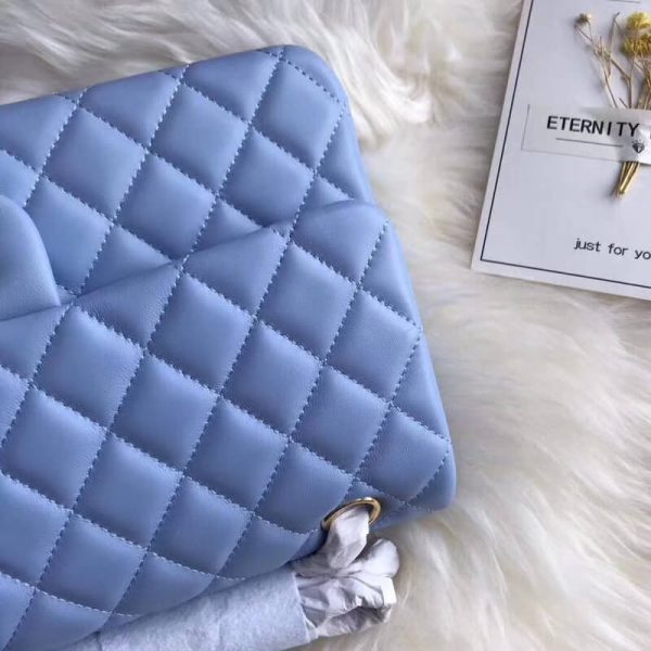 Chanel 2.55 Lambskin Flap Bag, Blue, Medium, Replica - Image 4