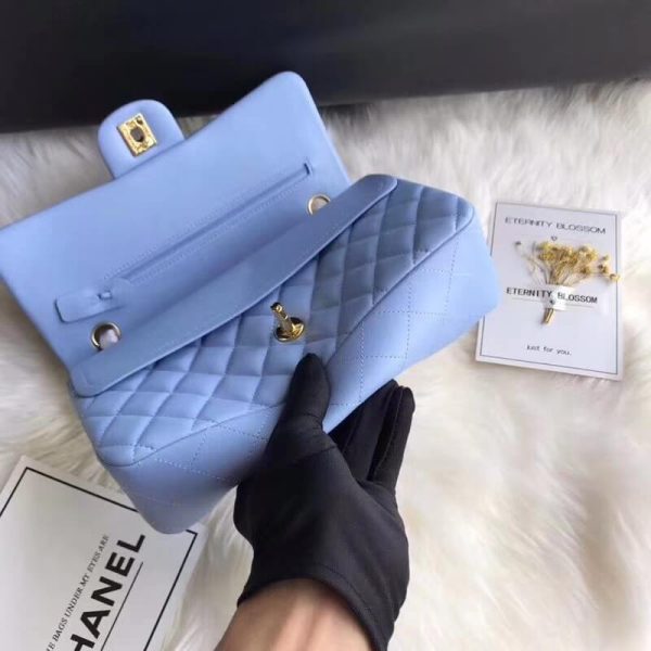 Chanel 2.55 Lambskin Flap Bag, Blue, Medium, Replica - Image 7