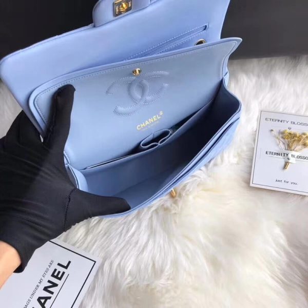 Chanel 2.55 Lambskin Flap Bag, Blue, Medium, Replica - Image 9