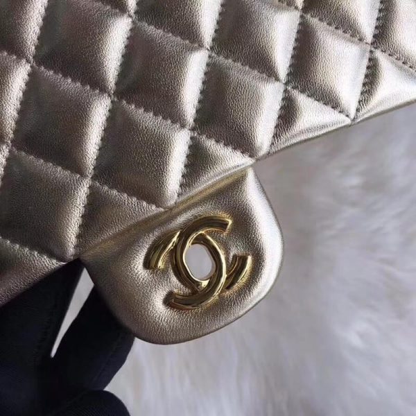 Replica Chanel 2.55 Gold Lambskin Leather Medium Flap Bag - Image 4