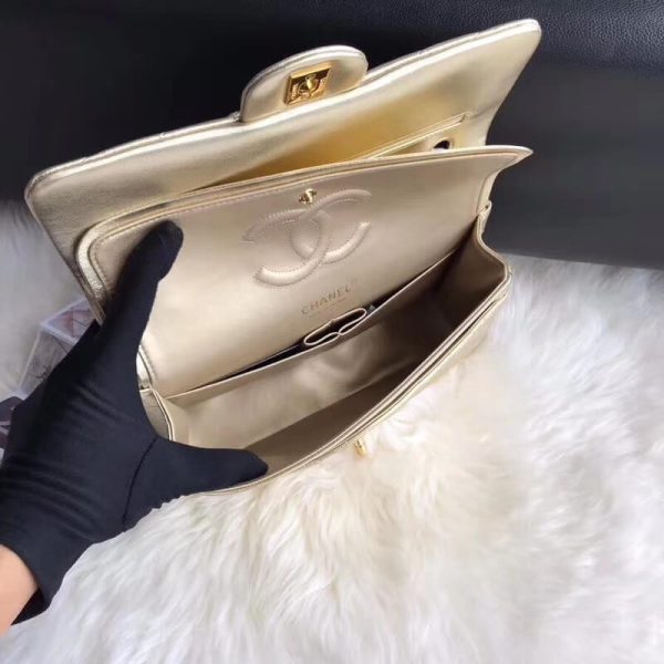 Replica Chanel 2.55 Gold Lambskin Leather Medium Flap Bag - Image 8