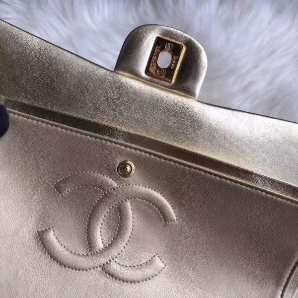 Replica Chanel 2.55 Gold Lambskin Leather Medium Flap Bag - Image 9