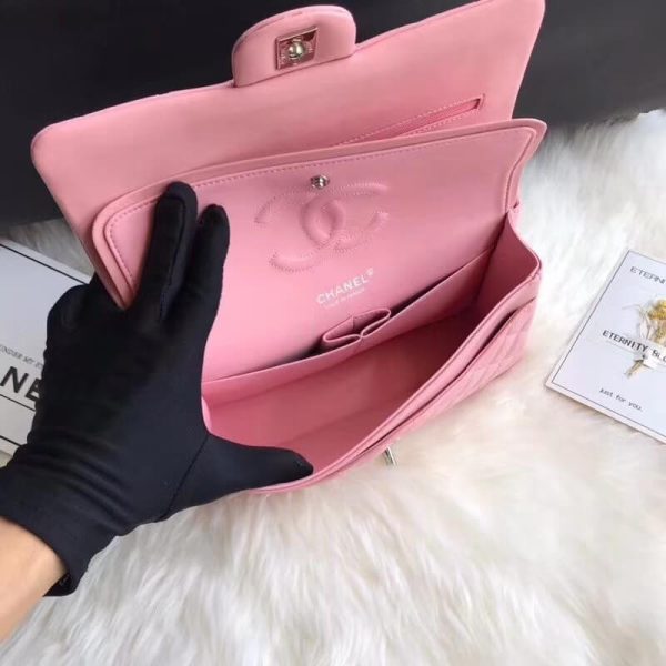 Pink Lampskin Replica Chanel Medium 2.55 Flap Bag - Image 3