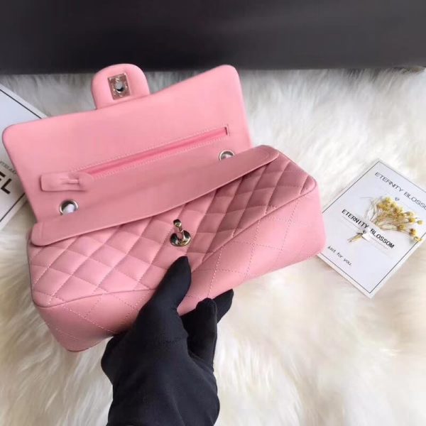 Pink Lampskin Replica Chanel Medium 2.55 Flap Bag - Image 4