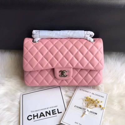 Pink Lampskin Replica Chanel Medium 2.55 Flap Bag