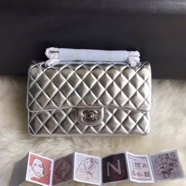 Chanel 1112 Silver Medium 2.55 Lambskin Leather Replica Flap Bag