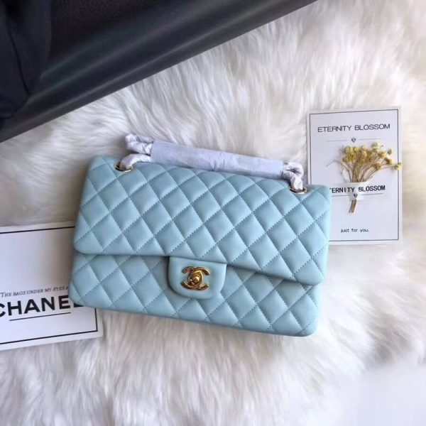 Tiffany Blue Chanel 2.55 Lambskin Leather Replica Flap Bag - Image 2