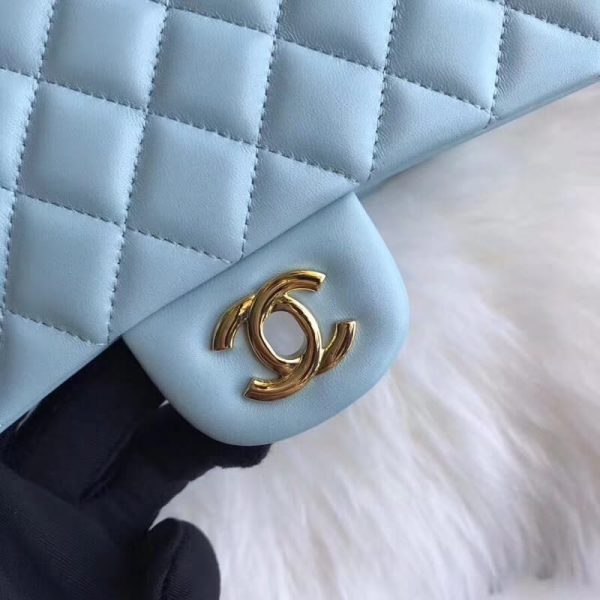 Tiffany Blue Chanel 2.55 Lambskin Leather Replica Flap Bag - Image 5