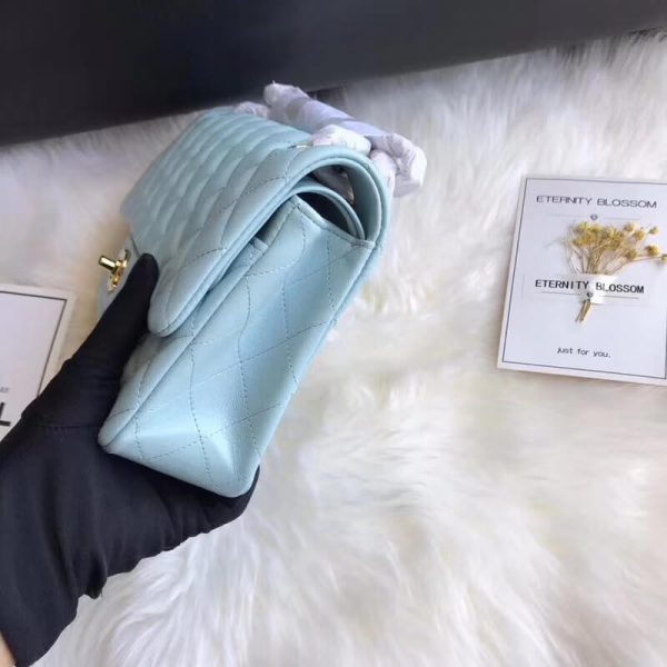 Tiffany Blue Chanel 2.55 Lambskin Leather Replica Flap Bag - Image 8