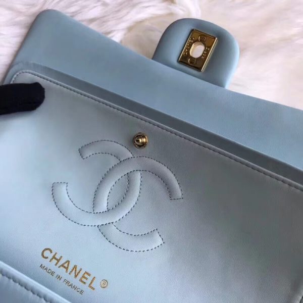 Tiffany Blue Chanel 2.55 Lambskin Leather Replica Flap Bag - Image 10