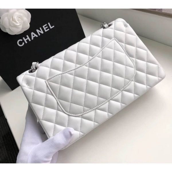 White Chanel 2.55 Flap Bag - Medium Lambskin Leather Replica - Image 2