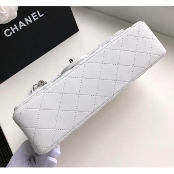 White Chanel 2.55 Flap Bag - Medium Lambskin Leather Replica - Image 3