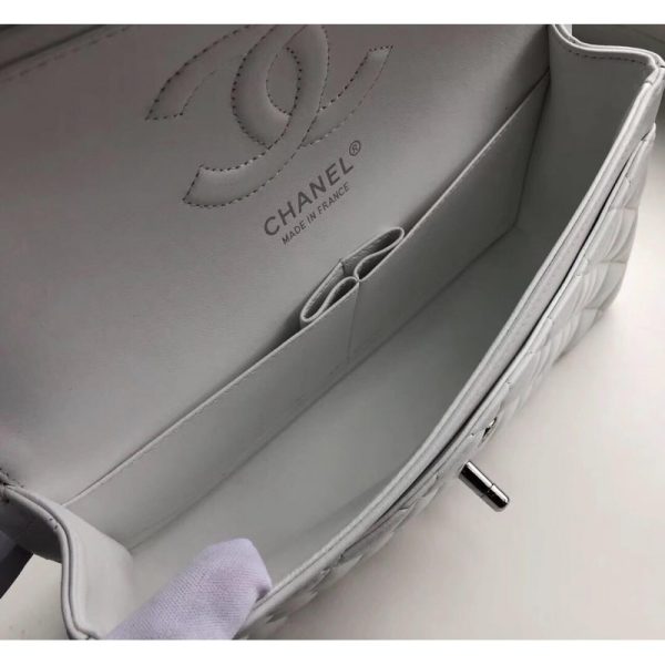 White Chanel 2.55 Flap Bag - Medium Lambskin Leather Replica - Image 5