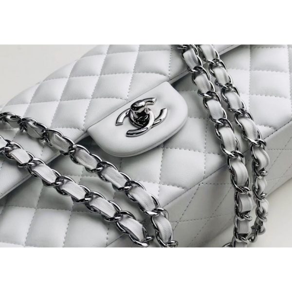 White Chanel 2.55 Flap Bag - Medium Lambskin Leather Replica - Image 6
