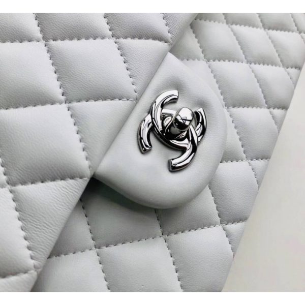 White Chanel 2.55 Flap Bag - Medium Lambskin Leather Replica - Image 8