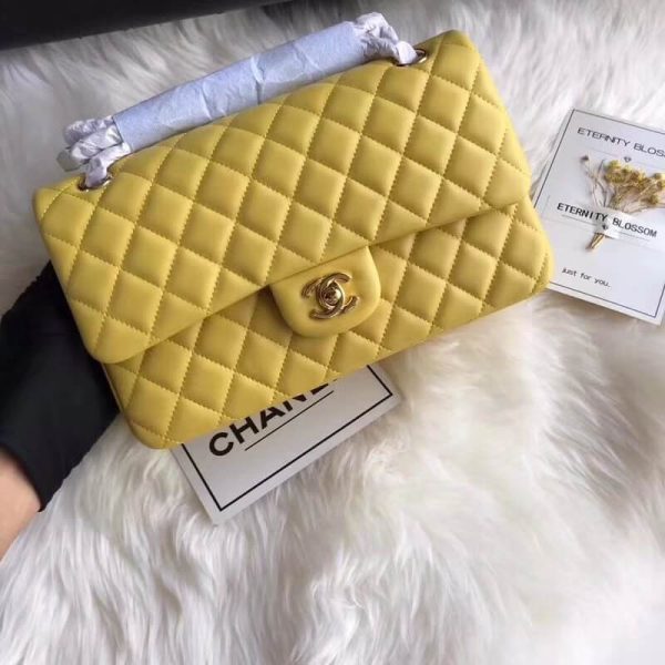 Chanel 1112 Yellow Lambskin Leather Flap Bag – Medium 2.55 - Image 2