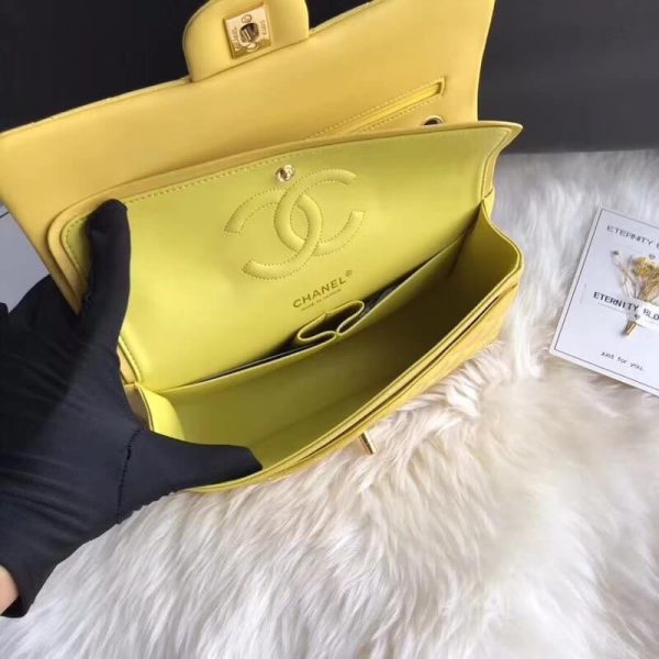 Chanel 1112 Yellow Lambskin Leather Flap Bag – Medium 2.55 - Image 9