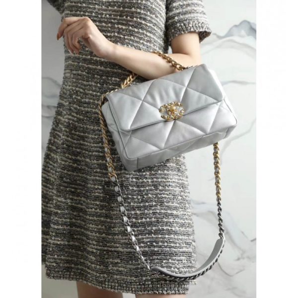 Replica Chanel 19 Flap Bag - Silver AS1160 - Image 2