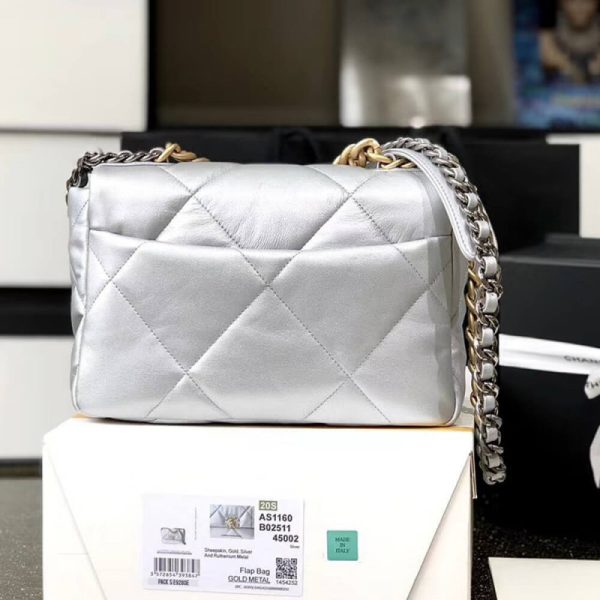 Replica Chanel 19 Flap Bag - Silver AS1160 - Image 11