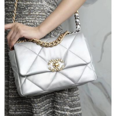 Replica Chanel 19 Flap Bag - Silver AS1160