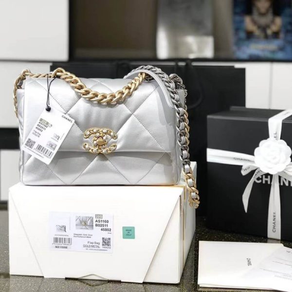 Replica Chanel 19 Flap Bag - Silver AS1160 - Image 7