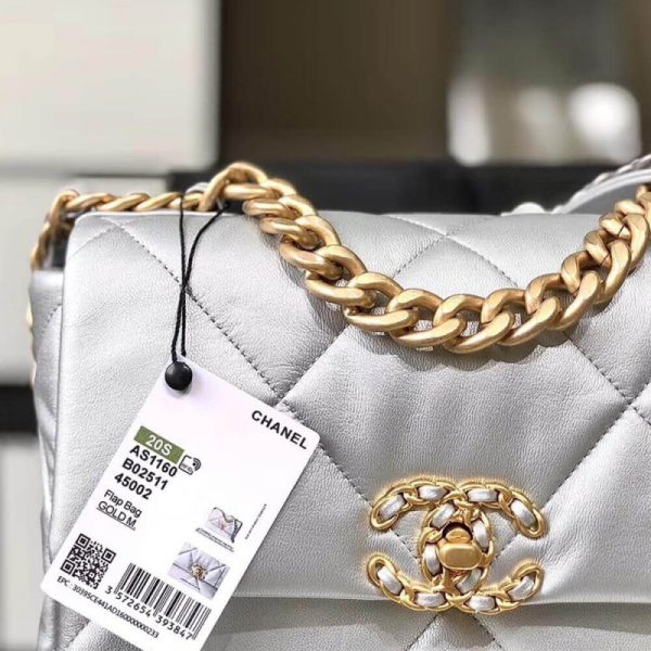 Replica Chanel 19 Flap Bag - Silver AS1160 - Image 9