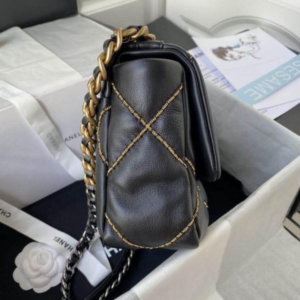 Chanel 19 Replica Flap Bag - Black As1160 B03215 - Image 4