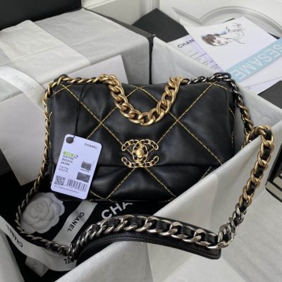 Chanel 19 Replica Flap Bag - Black As1160 B03215