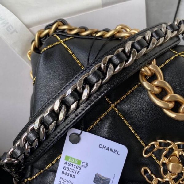 Chanel 19 Replica Flap Bag - Black As1160 B03215 - Image 6