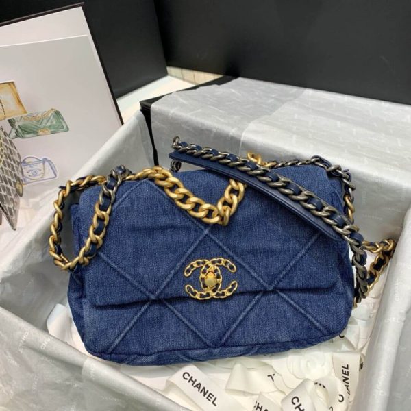 Chanel 19 Small Flap Bag Replica - Denim As1160 - Image 5