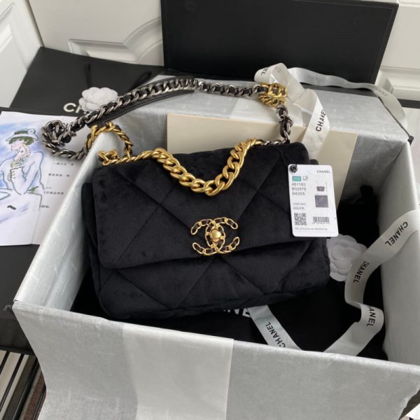 Chanel 19 Small Velvet Flap Bag Replica – As1160 - Image 2