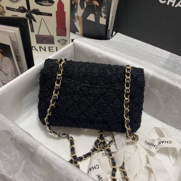 Replica Chanel Black Tweed Classic Flap Bag 20Cm 1116 - Image 3